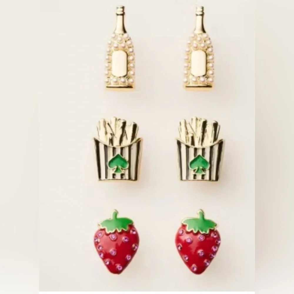 PICK (1) KATE SPADE NEW YORK STUD EARRING DAISY,CUP,FRIES,SUNGLASSES,STRAWBERRY - Picture 3 of 9
